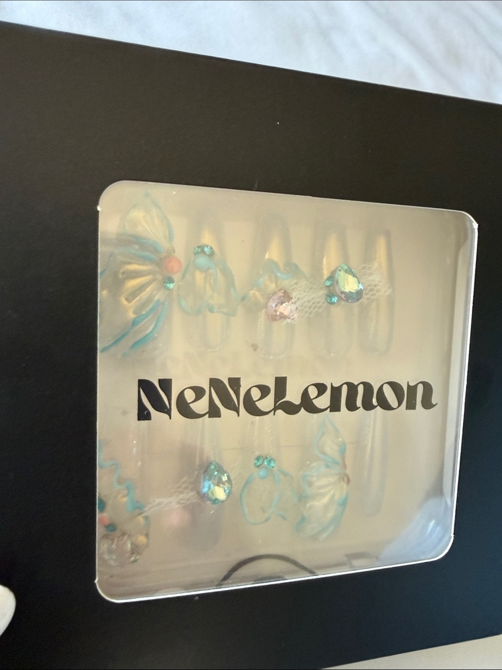 NeNelemon Handmade Press-On Nails – Black NEW too small